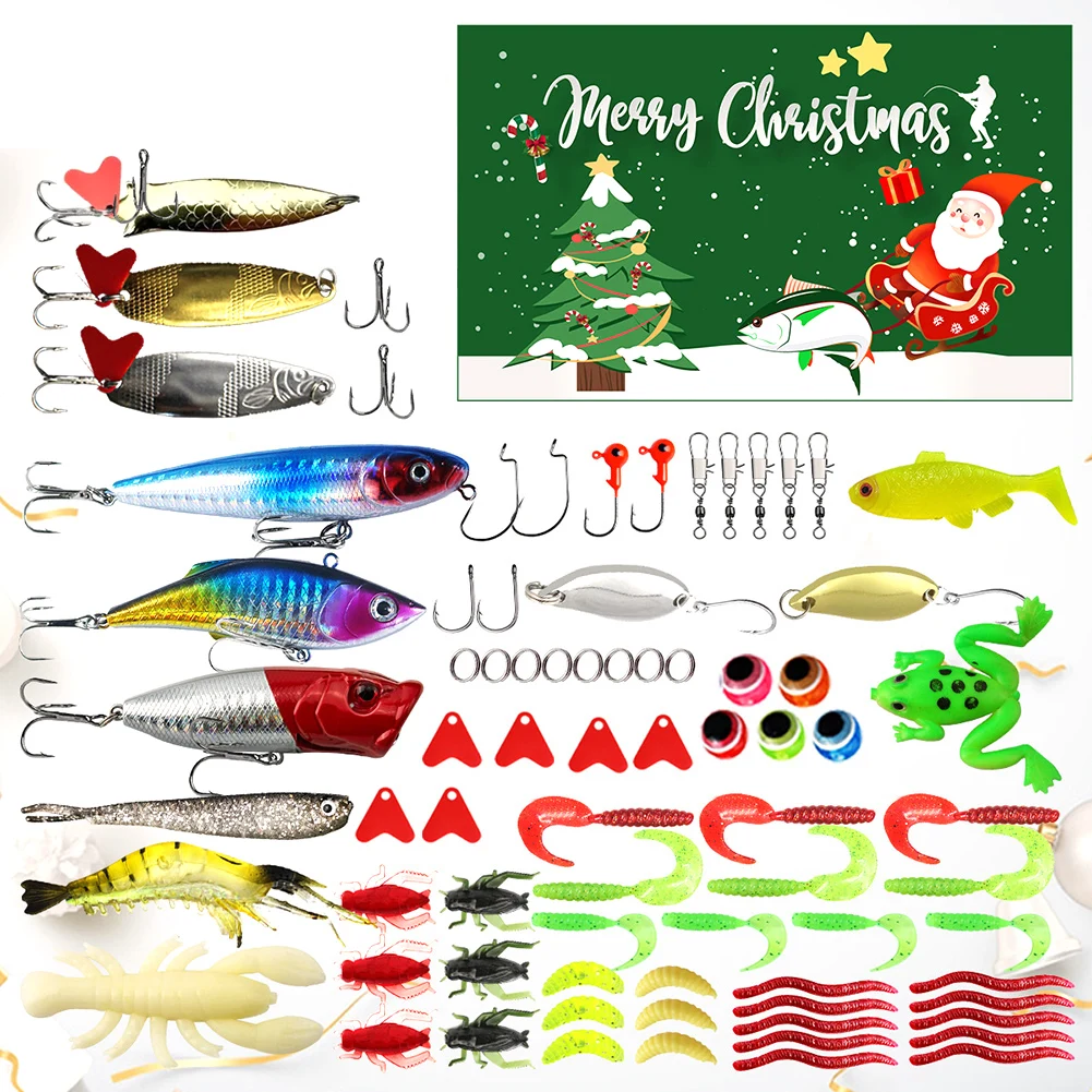 Christmas advent calendar Fishing advent calendar Fishing Tackle Set Advent Calendar Box Christmas Fishing Lures Set Various Fish Bait Surprise Gifts Box for Lover