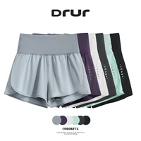DRUR Running Short Women Gym Shorts 2 in 1Elastic Waist Shorts With Pocket Female Tennis Sportswear Fitness Clothes Jogger Pant