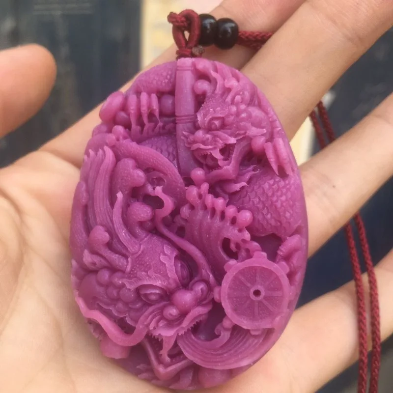 Natural Ziyun Mother Sugilite Palace Wind Business Xinglong Pen Chenglong Women's Sweater Chain Pendant