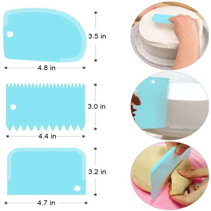 3Pcs/Set Cream Scraper Irregular Teeth Edge Spatulas Dough Cake Cutter Slicer Pastry Cutter Scraper Kitchen Baking Pastry Tools