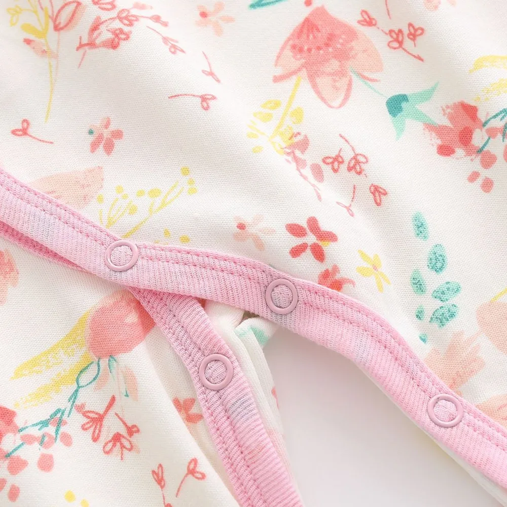Baby Girl clothes Autumn Long Sleeves Rompers lily Flower Print Footies jumpsuit cotton Comfortable Toddler onesie underwear