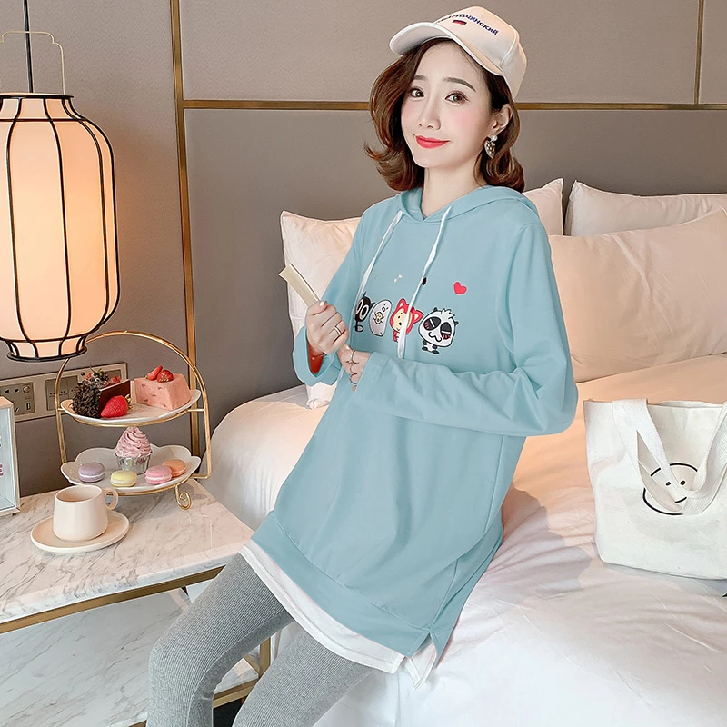 Ropa de algodón maternidad para mujeres embarazadas, sudaderas con capucha de lana con sombrero, con abertura chaquetas de dibujos venta al por mayor, primavera 2022|Sudaderas con capucha| -