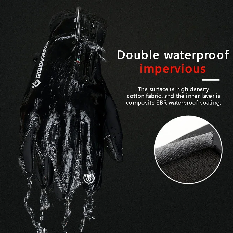 S-XXL Winter Cycling Gloves Unisex Cold-proof Waterproof  Fluff Warm Gloves For Touchscreen Cold Weather Windproof Anti Slip 4