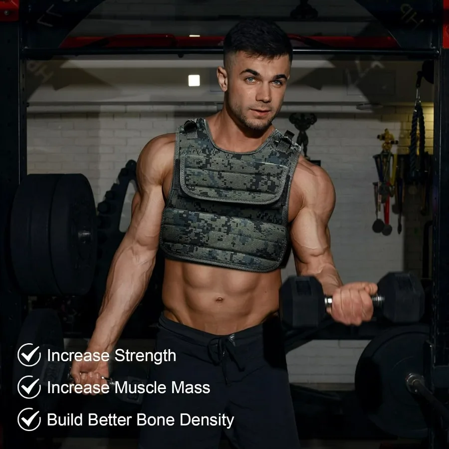 Adjustable Weighted Vest 44 Lb, Weight Vest for Men,Adjustable Wearable Weights with Iron Weights for Home Workouts and Strength