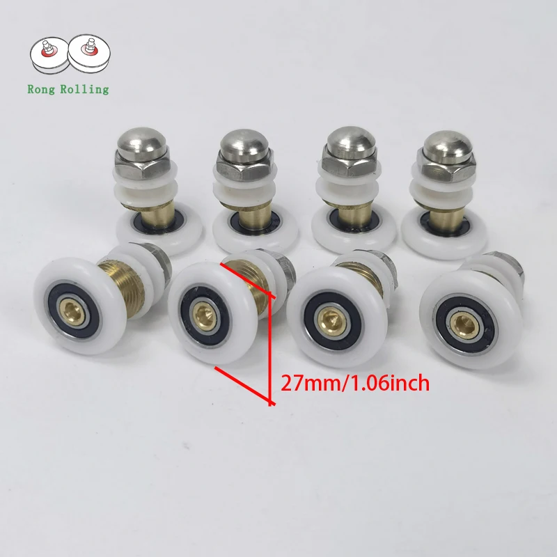 UFURMATE Shower Door Roller, 4Pcs Brass Bathroom Glass Door Pulleys