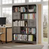 Bookshelf with Storage 3 Bins,70" Tall Bookcase,Arched 5-Tier Open Bookshelves and Bookcases,Farmhouse Wooden Billy Bookcase Dis 1