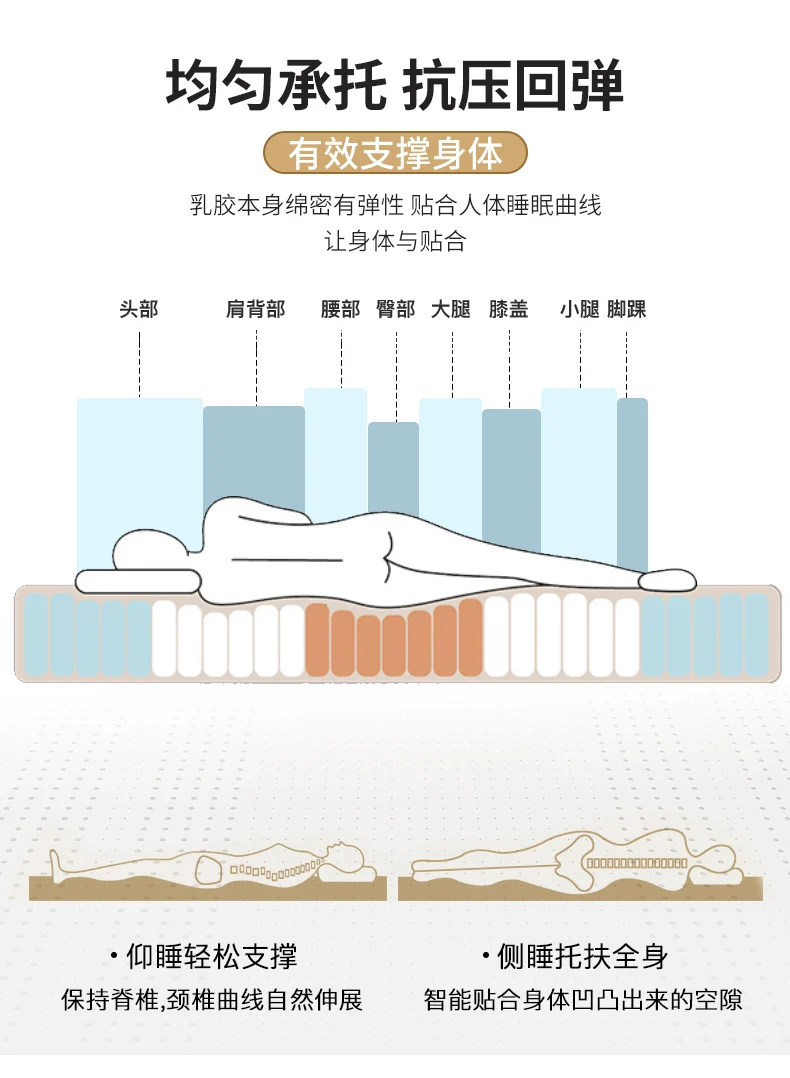 Description Picture 6 of itemNatural Latex Mattress Upholstery Home Sponge Pad Mattress Knitted fabric Five-layer structure Mattress Thickened latex Mat