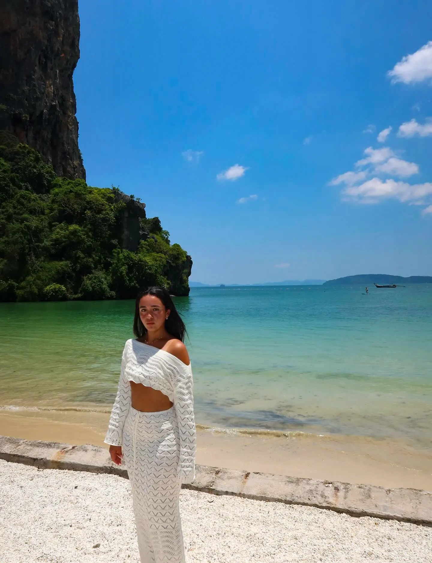 White Knit Beach Cover Up Set - Long Sleeve Top & Drawstring Skirt photo review
