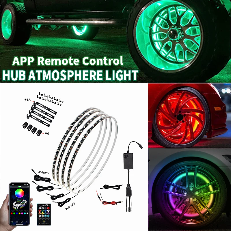 Car Hub Lamp Waterproof LED APP Remote Control Decorative Tire Neon Lamp truck Wheel Ring RGB