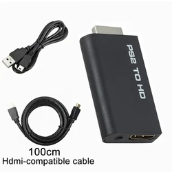 Universal PS2 HDMI Converter Adapter with Audio Port - Supports Multiple Display Modes (With HDTV 1M Cable)
