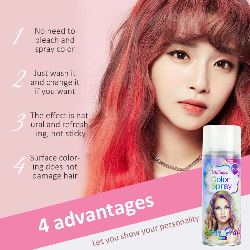 Description Picture 6 of item1/2PCS 120ml Disposable Hair Color Spray Color Hair Dyeing Cover White Hair Natural Effect Not Damage Hair Care Styling Products