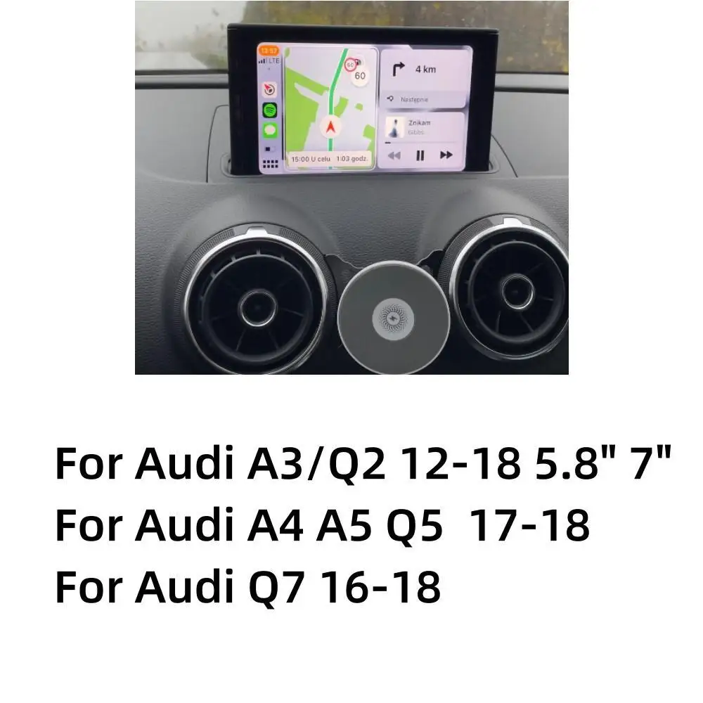 CarPlay sem fio Android Auto módulo, câmera reversa, interface, Audi A3, Q2, 2012-2020