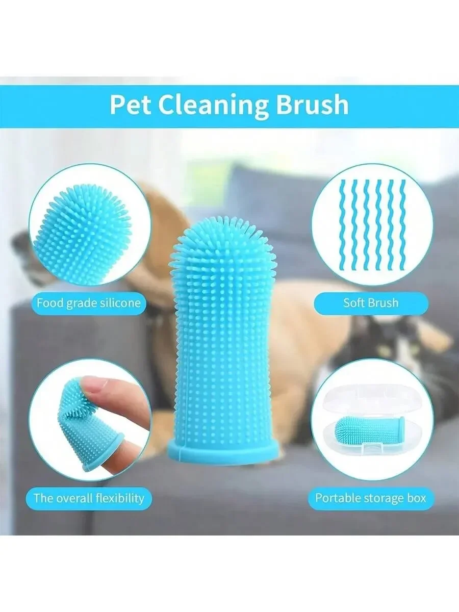 Pet Finger Toothbrush with Silicone Bristles for Effective Oral Cleaning
