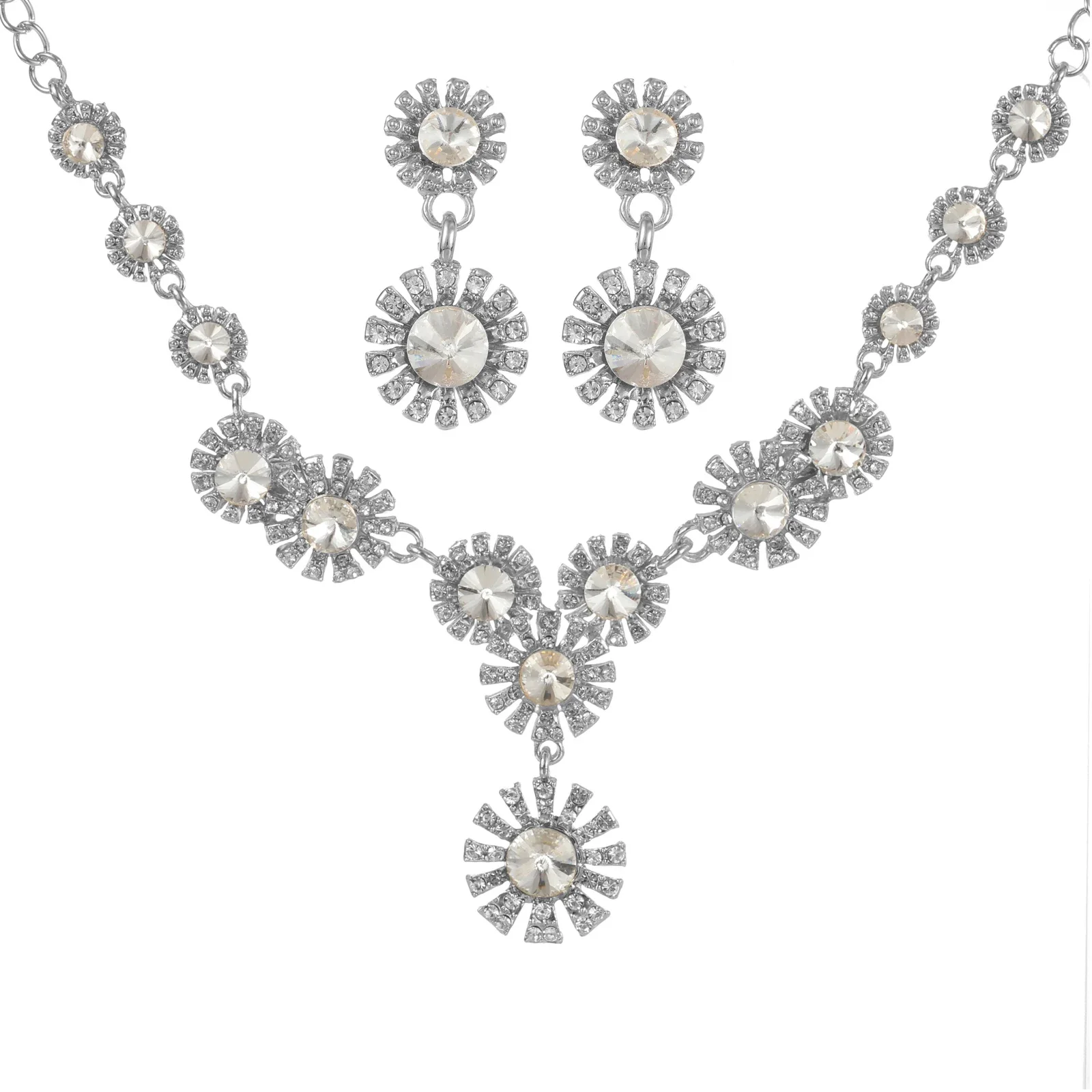 

2023 Fashion Charm Jewelry Crystal Glass Flower Jewelry Sets Vintage Bridal Wedding Jewelry Sets for Women