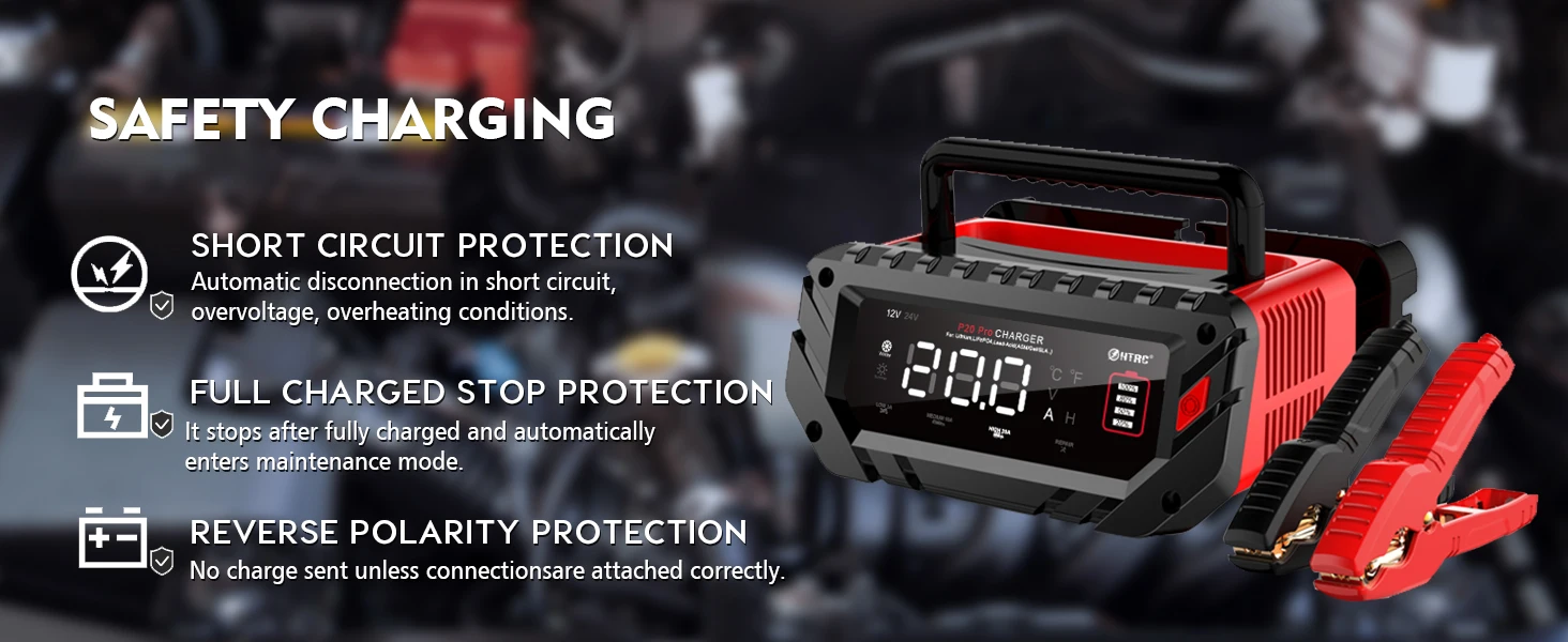 30A/26A/20A 12V 24V Automatic Battery Charger Pulse Repair Maintainer for ATV Tr