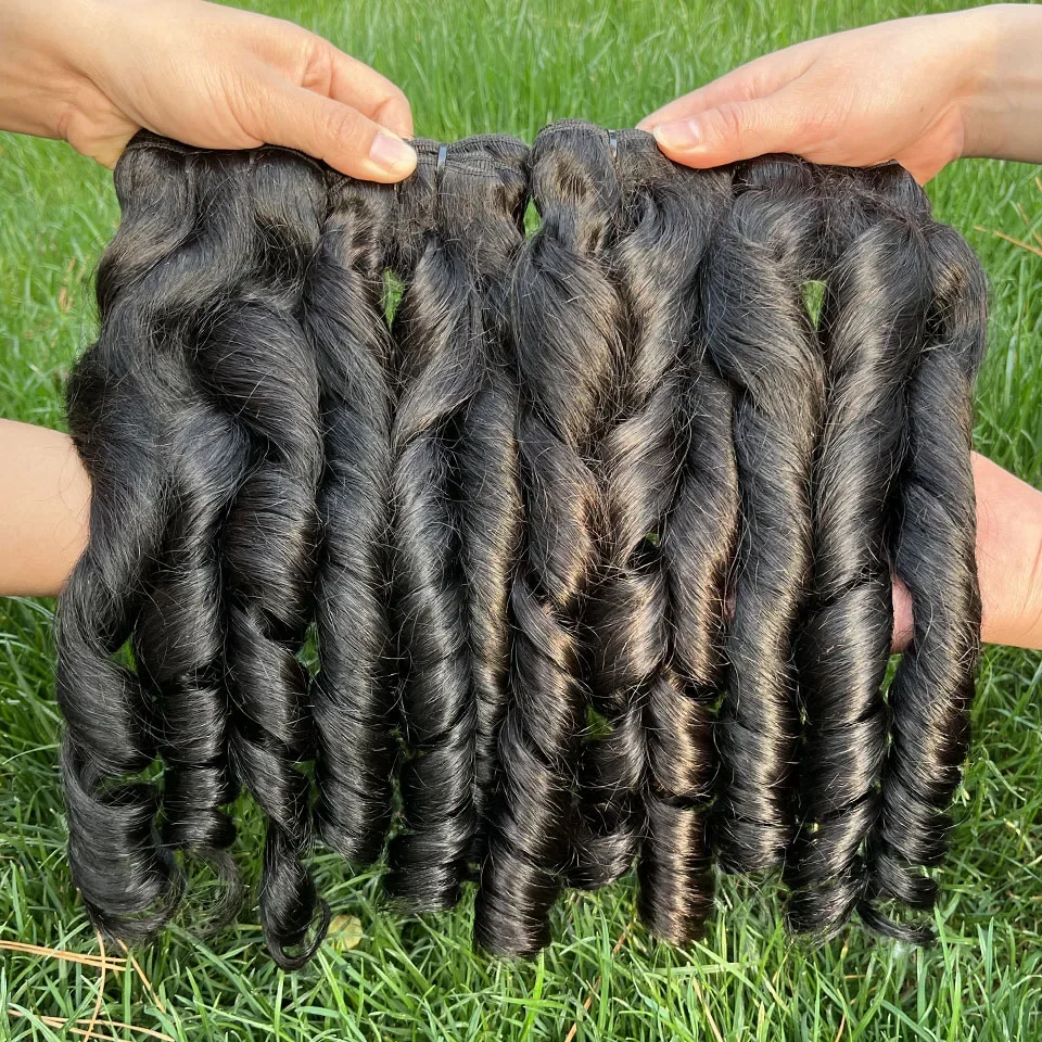 14-24 Inches Funmi Loose Wave Pixie Curly Human Hair Bundles Burmese Curly Hair Bundles Human Hair Raw Virgin Hair 1/3/4 PC 3