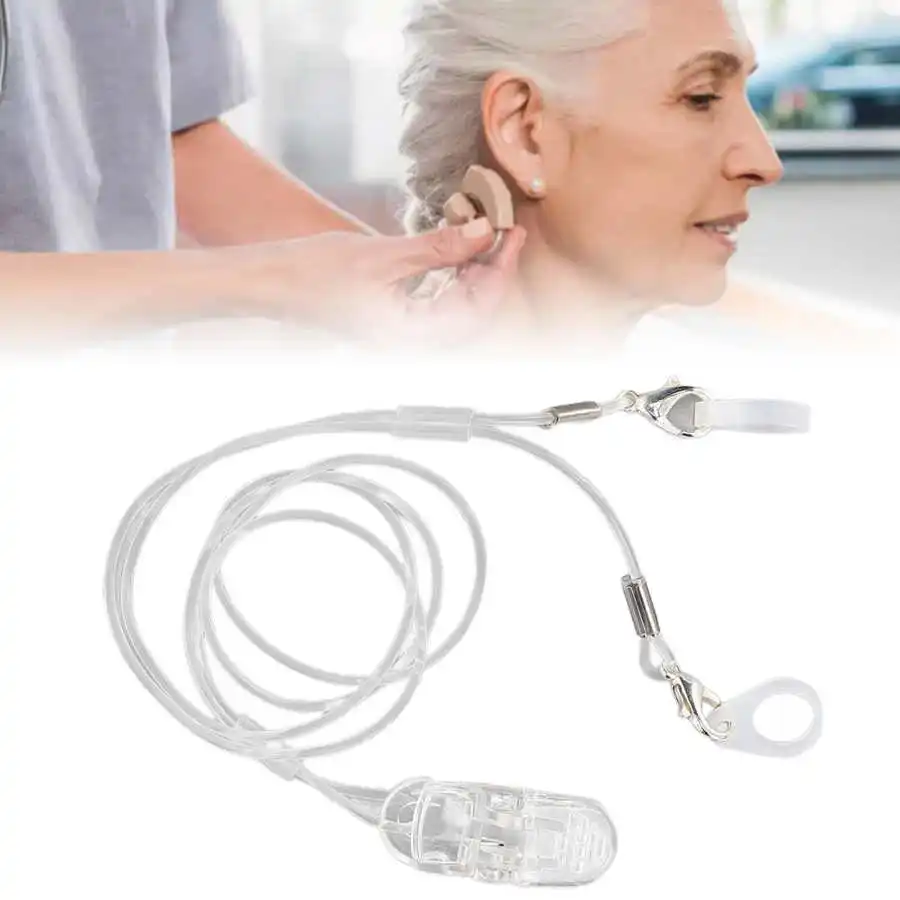 Hearing Aids Clip Holder Transparent 2 Rings Anti-Lost Lanyard Safety Behind The Ear Hearing Aids Accessory for Children Adult