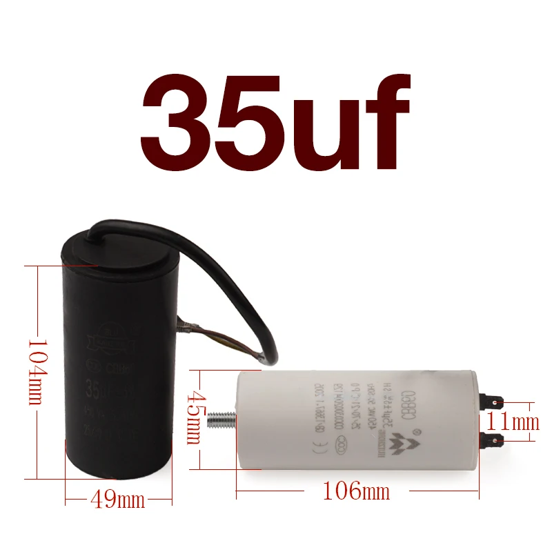 Air Compressor 35uF Capacitor for 35uF Capacitor 450V Bottom Screw Air Compressor Washer Car Wash Accessories Replacement