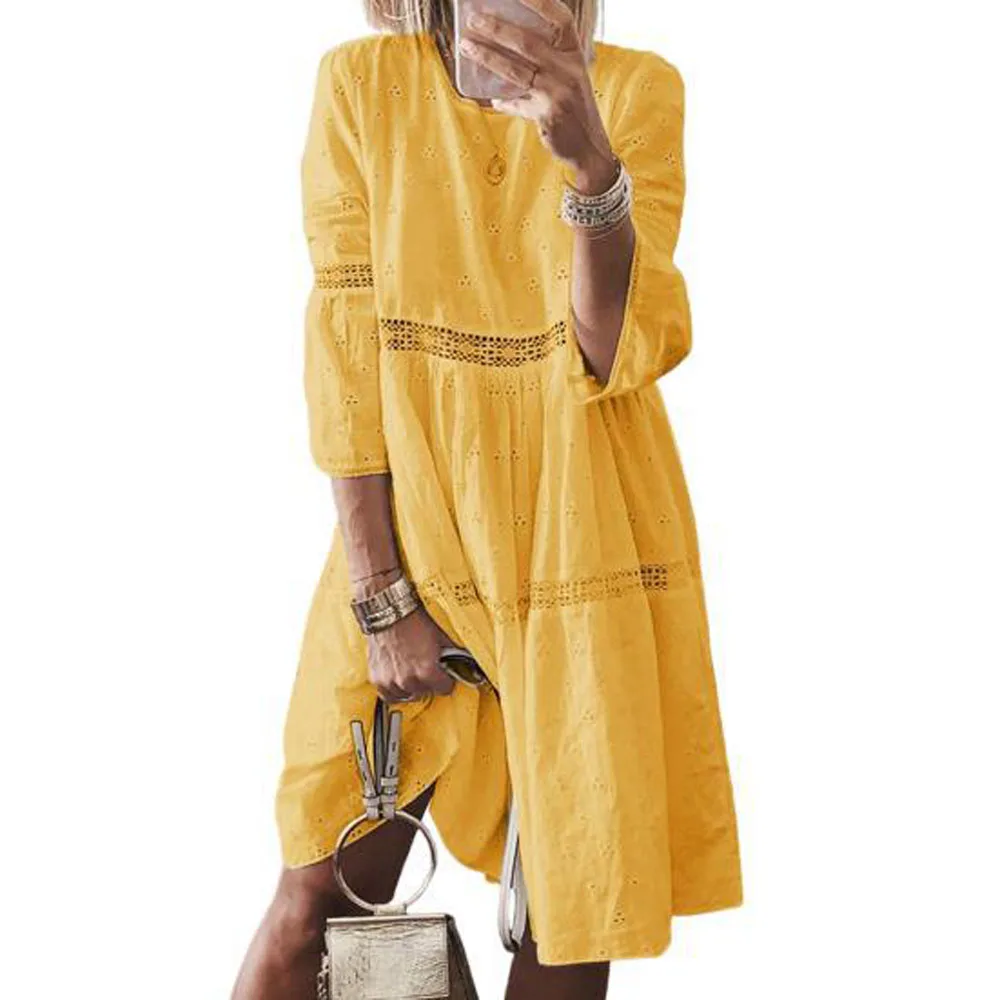 Women Knee Length Loose Beachwear Dress