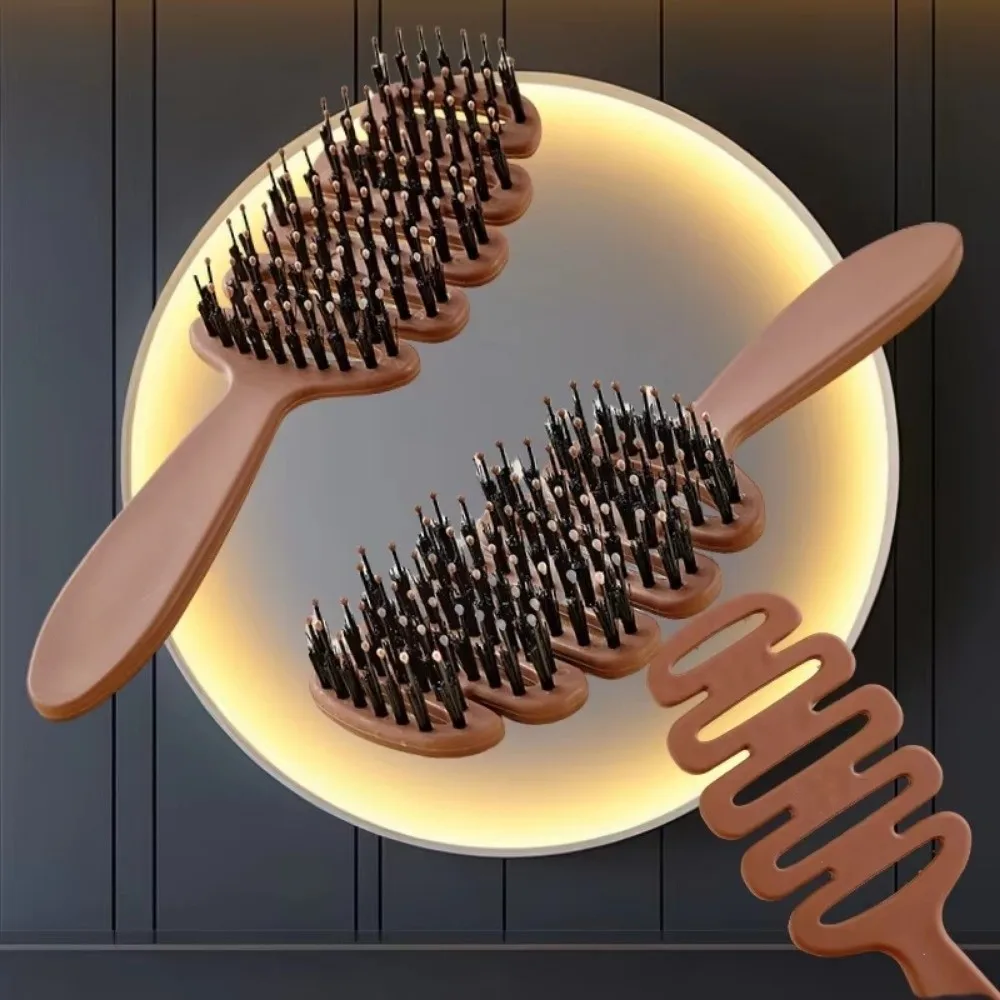 New Hollow Hair Comb Natural Boar Bristle Massage Brush with Handle Anti-Static Curly Hairbrush Salon Hairdressing Styling Tools