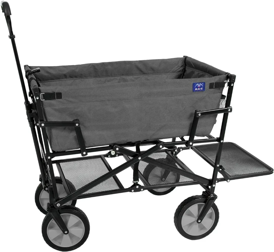 

MacSports Double Decker Wagons Carts Heavy Duty Foldable Outdoor Collapsible Cart Portable Lightweight Utility Cart