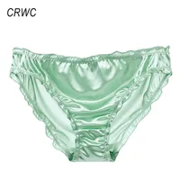 Dames volants garniture Satin glace soie sans couture No Show sous-vêtements slips invisibles grande taille femmes culottes S/M/L/XL 1