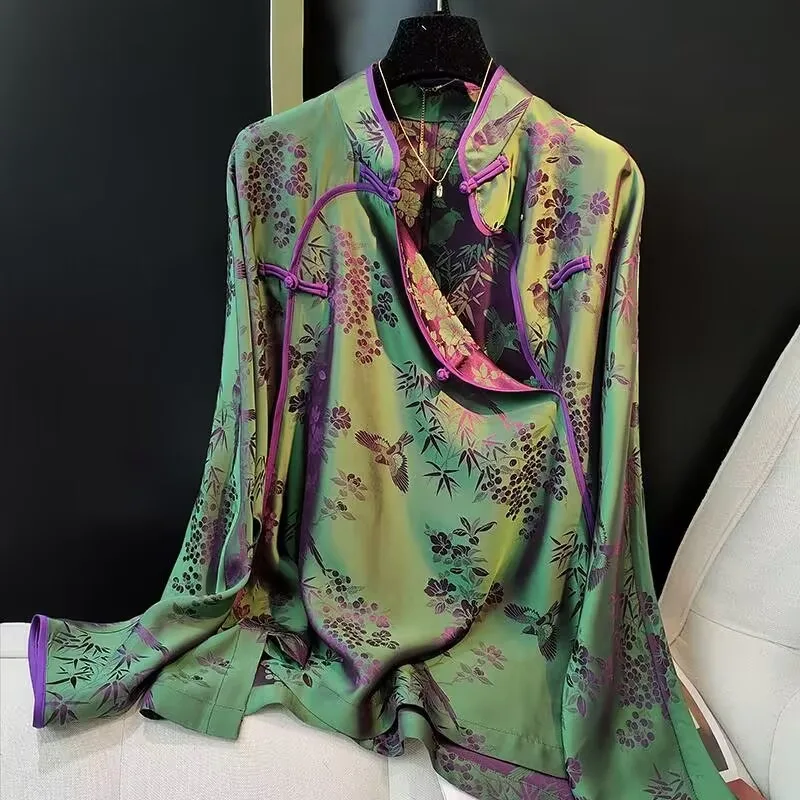 

New Tang Suit Shirt National Style Traditional Elegant Embroidery Women Chinese Vintage Blouse Size 4XL Loose Female Hanfu Tops