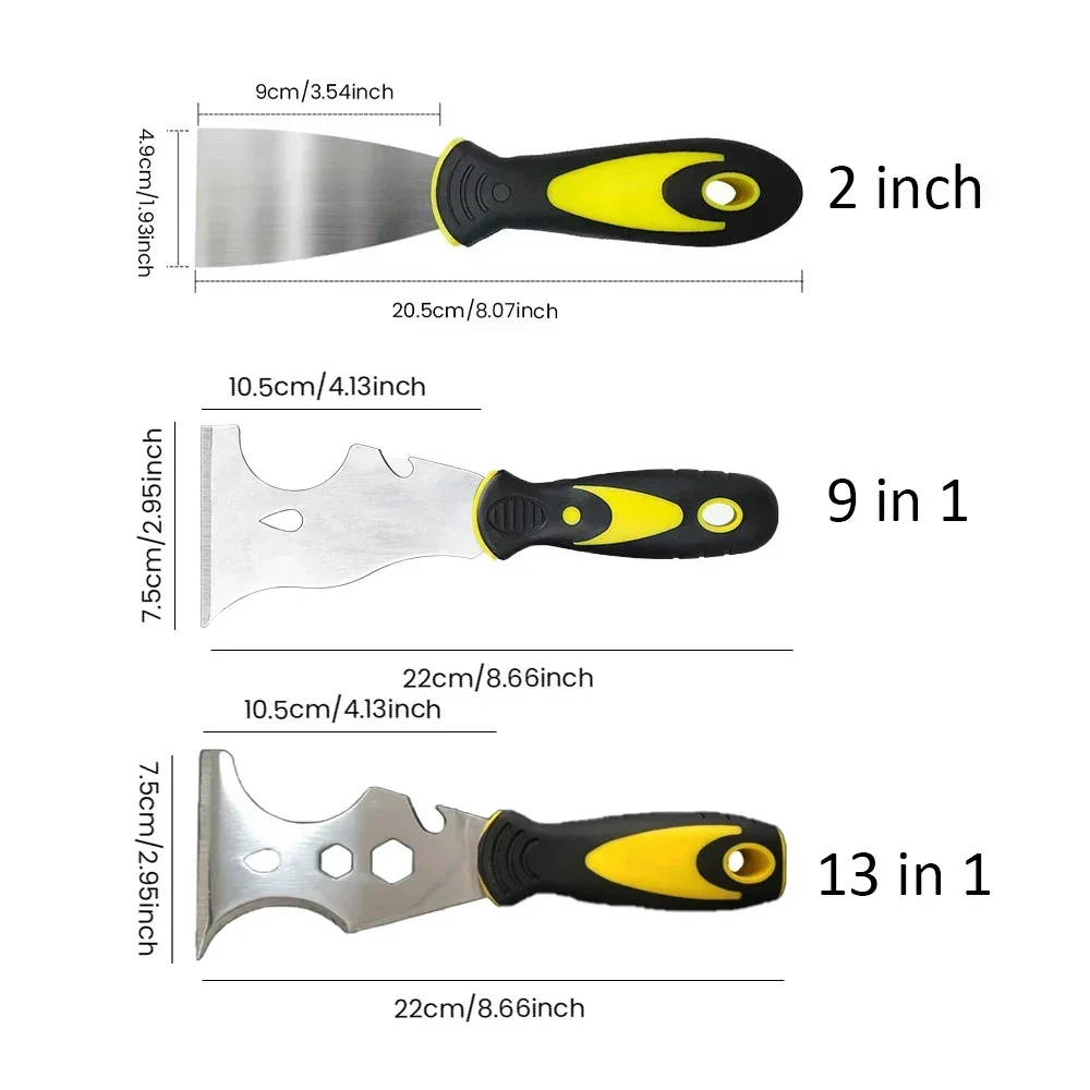 15 in 1 Multifunctional Putty Knife Stainless Steel Paint Scraper Removal Construction Tool for Wallpaper Can Opener Home DIY 2