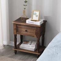 Armoire de chevet Vintage en bois massif, Style français, table de chevet avec tiroir de rangement latéral, meubles de chambre à coucher pour la maison 2