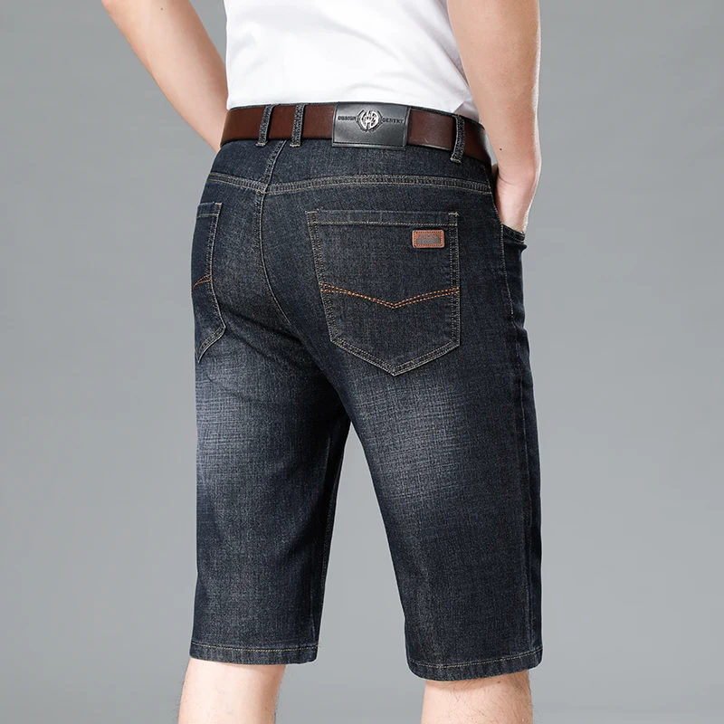2024 Minimalist and Trendy Summer New Men's Pocket Zipper Thin Casual Versatile Business Straight Leg Loose Denim 5/4 Shorts