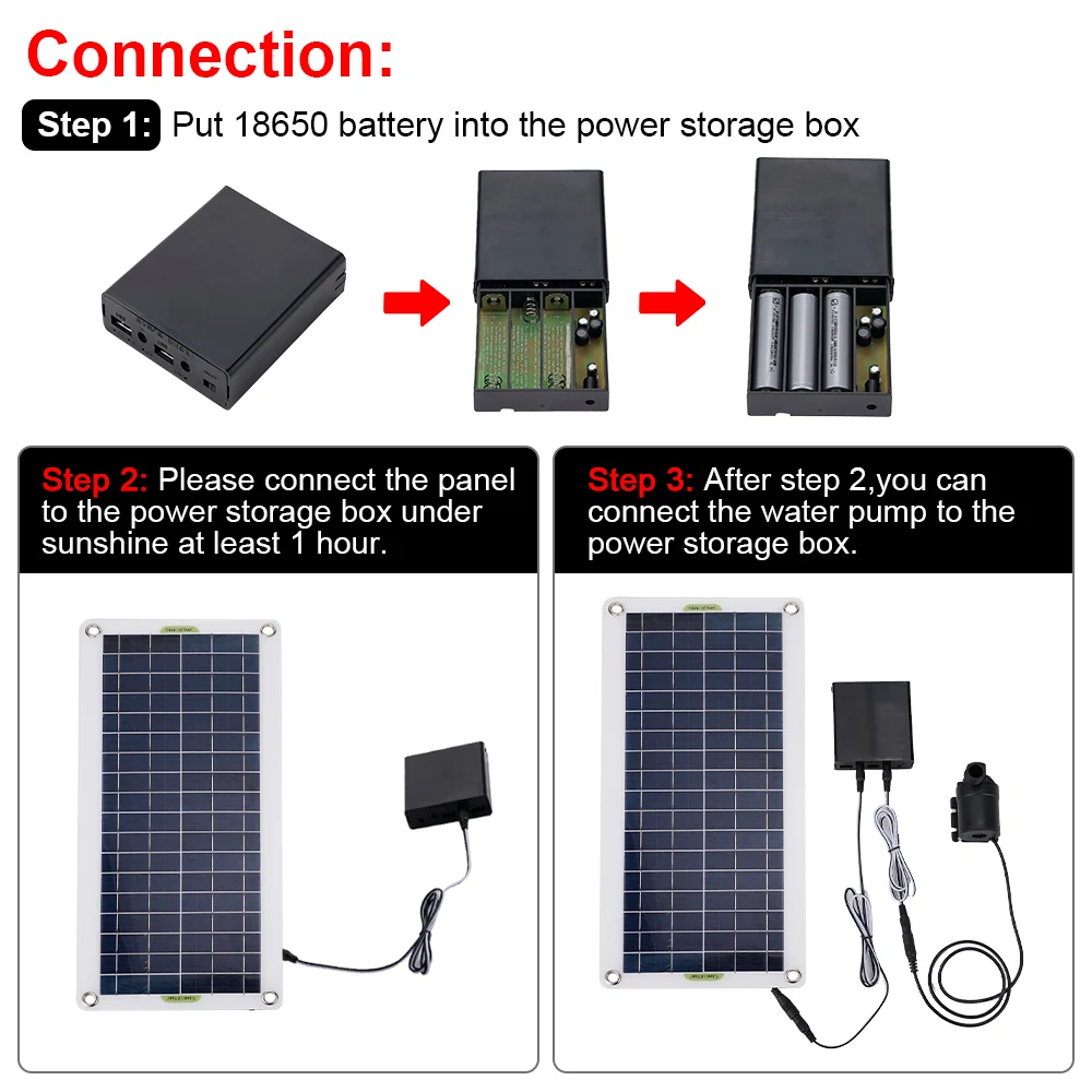 50W 800L/H Brushless Solar Power Water Pump Set