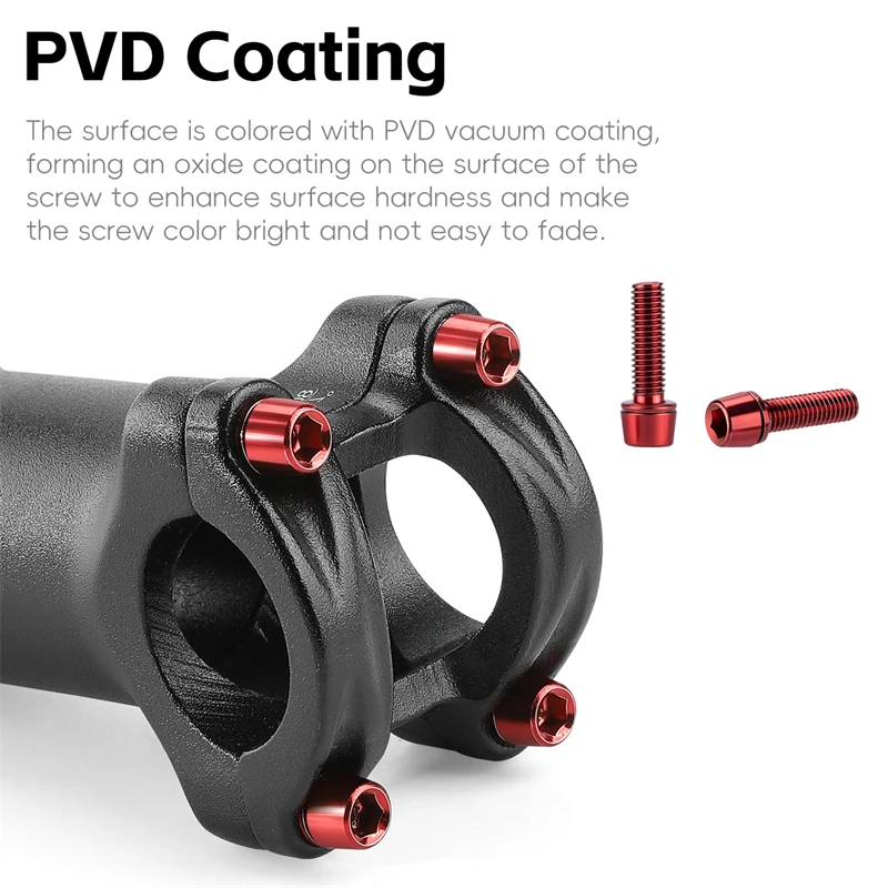 WEST BIKING 6pcs M5x18mm Bike Stem Screw Alloy Steel Hexagon Screw MTB Road Bicycle Handlebar Stems Bolts Stiffen Bike Parts