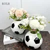 European Ceramic Football Vase Home Decoration Flower Arrangement Ornaments Tabletop Football Art Hydroponic Flower Bottle Gifts 1