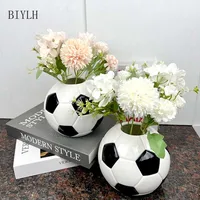 European Ceramic Football Vase Home Decoration Flower Arrangement Ornaments Tabletop Football Art Hydroponic Flower Bottle Gifts 1