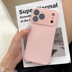 Large Window Liquid Silicone Orange Shockproof Phone Case with Fashion Lens Protection - iPhone 12 Pro Max (Pink)