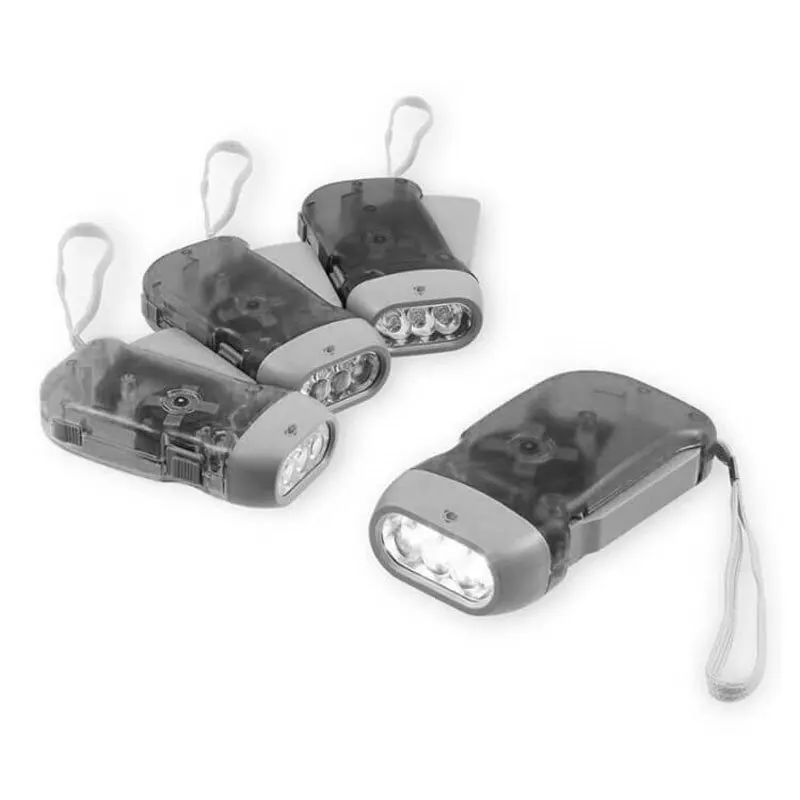 Handheld Flashlight 3 LED Hand Pressing Dynamo Crank Power For Outdoor Home