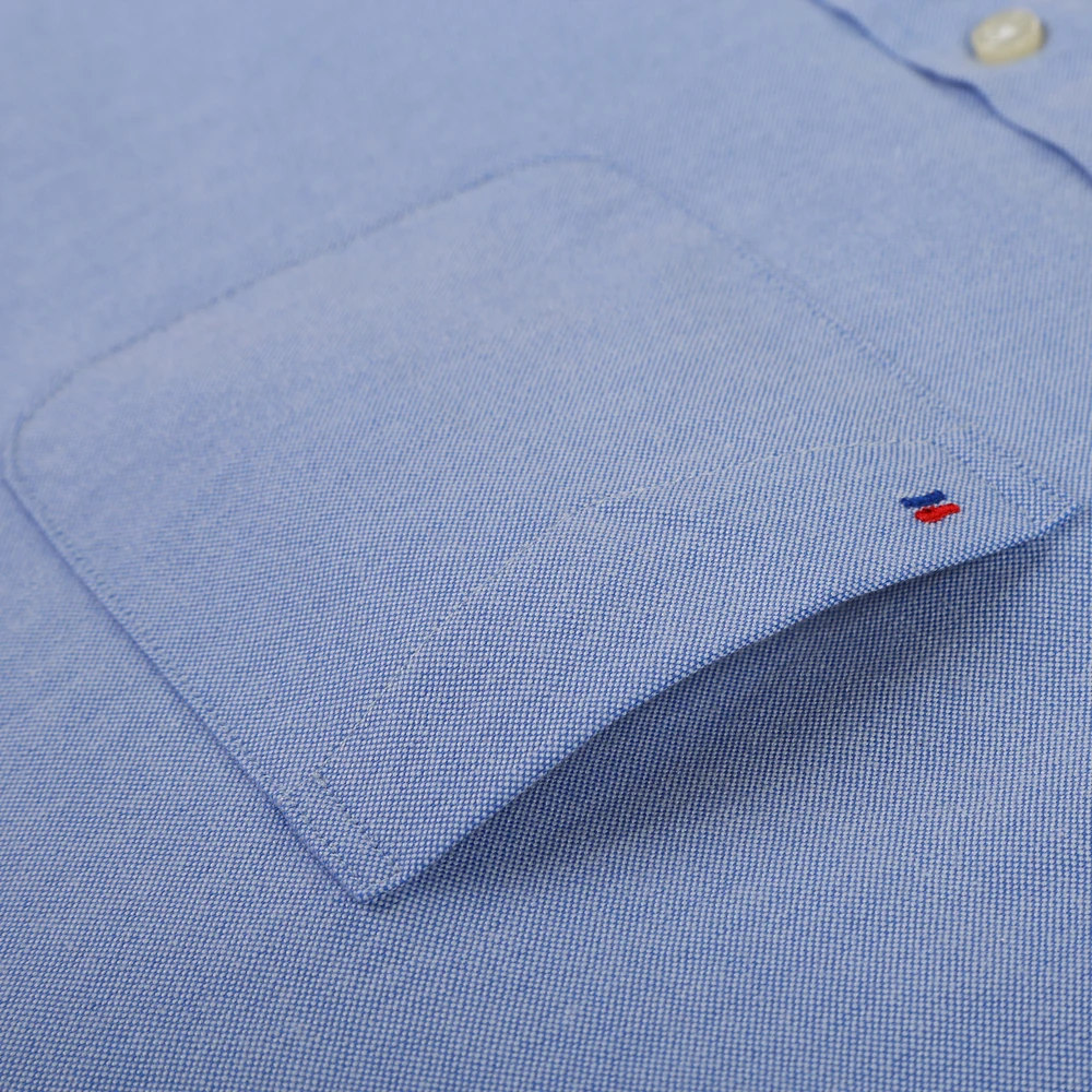 Men's Regular-Fit Long-Sleeve Sturdy Oxford Tops Shirt Plaid Stripe Embroidered Pocket Button-down Casual Versatile Dress Shirts