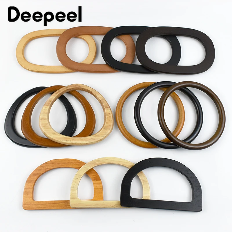 2Pcs Deepeel Massivholz Tasche Griff frauen Handtasche Woven-Tasche Handgelenk Ring Griffe Geldbörse Rahmen Handgemachte DIY taschen Zubehör