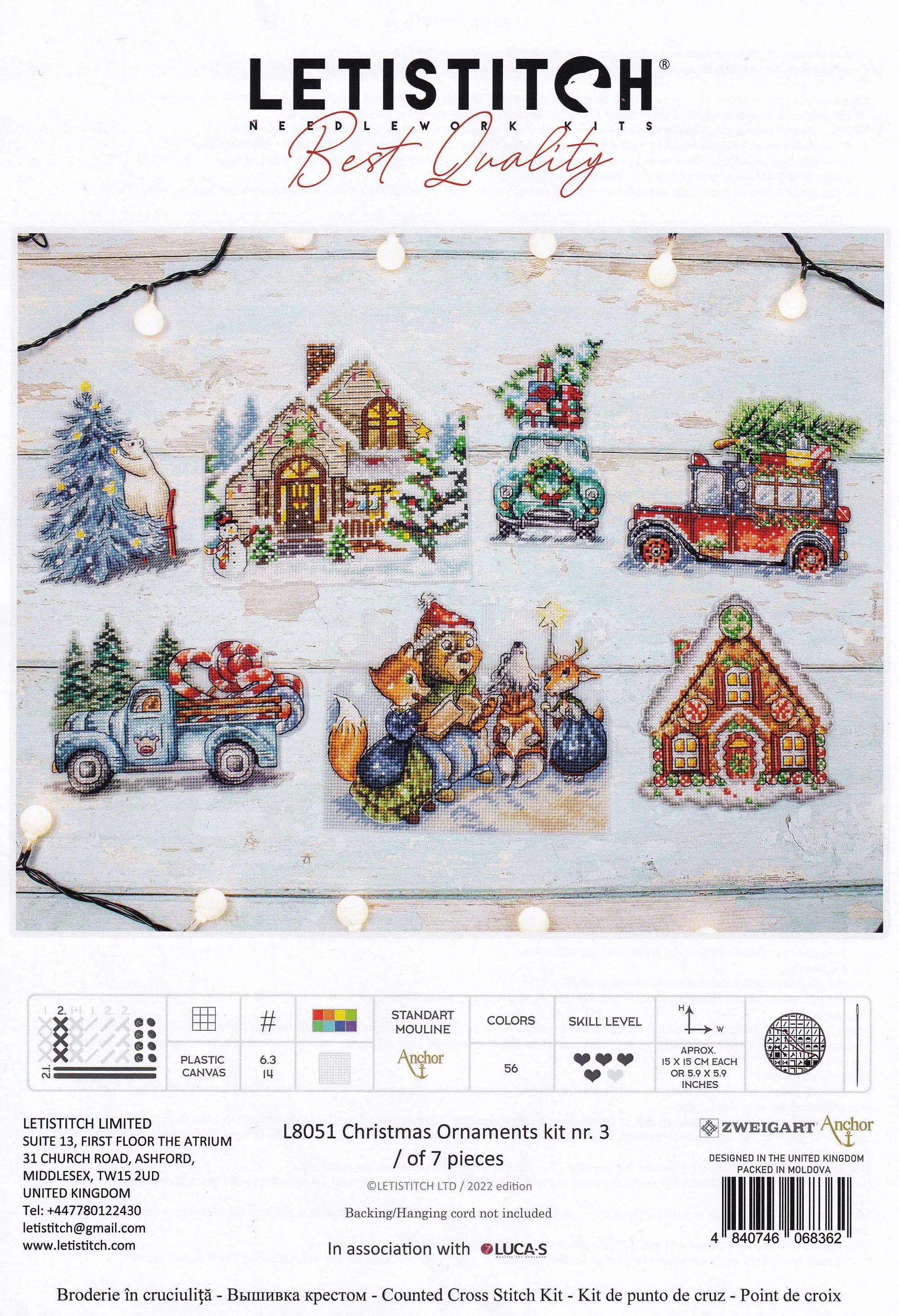 Counted Cross Stitch Kit Refrigerator Magnet Plastic Canvas Letistitch Christmas Decorations L8051