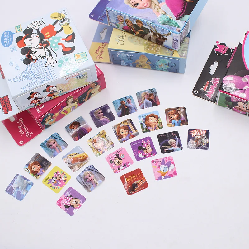 200 Sheets/Box Disney Cartoon Stickers Princess Frozen Mickey Mouse Minnie Sticker Girl Boy Teacher Reward Toys Gift