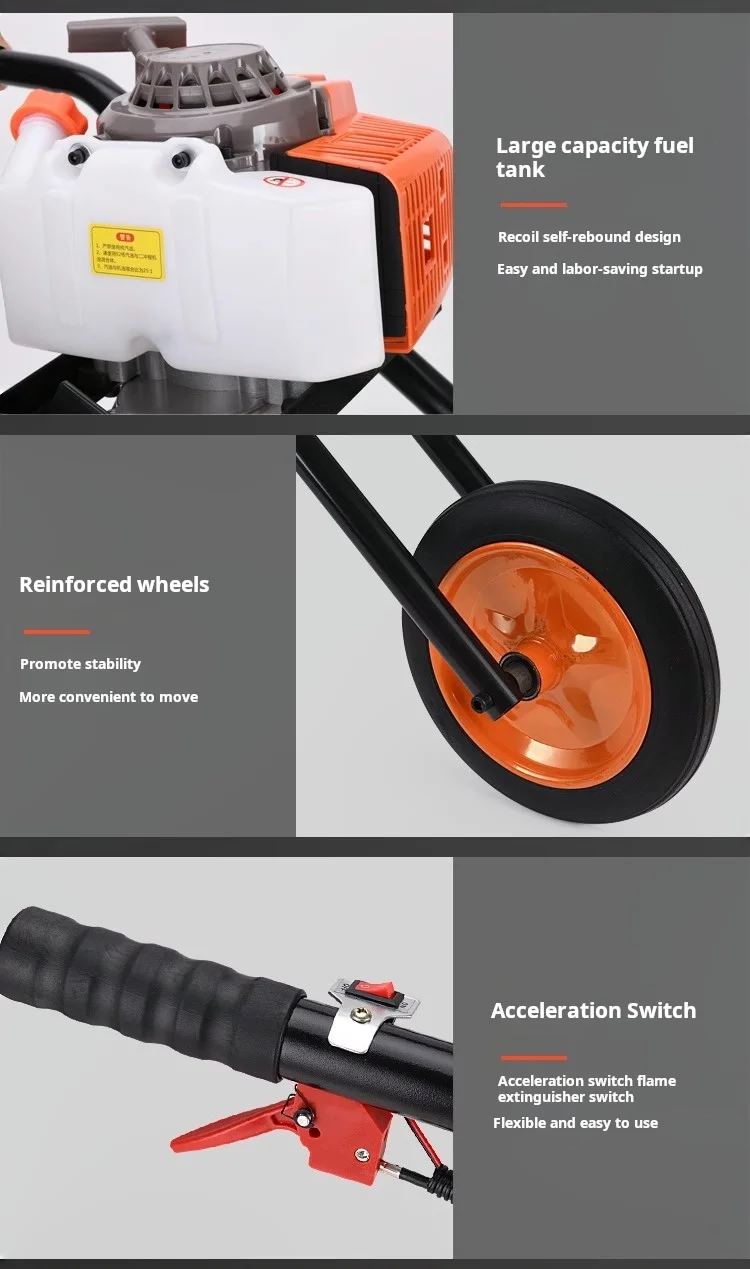 Portable Four-stroke Trolley Ground Drill Spiral Tree Planting Soil Machine Powe