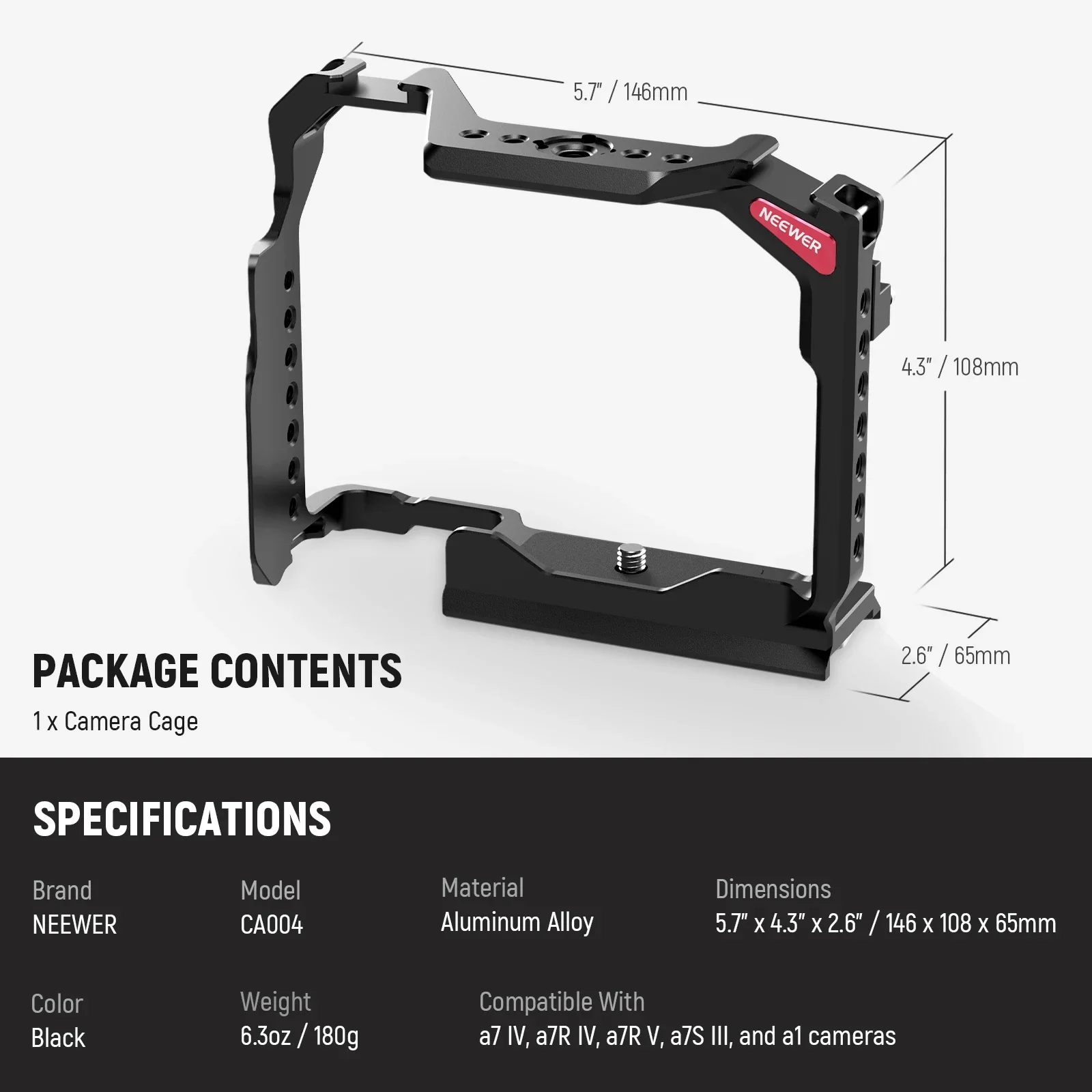Full Camera Cage For Sony a7R V/a7R IV/a7 IV/a7S III/a1 Aluminum Video Camera Ri