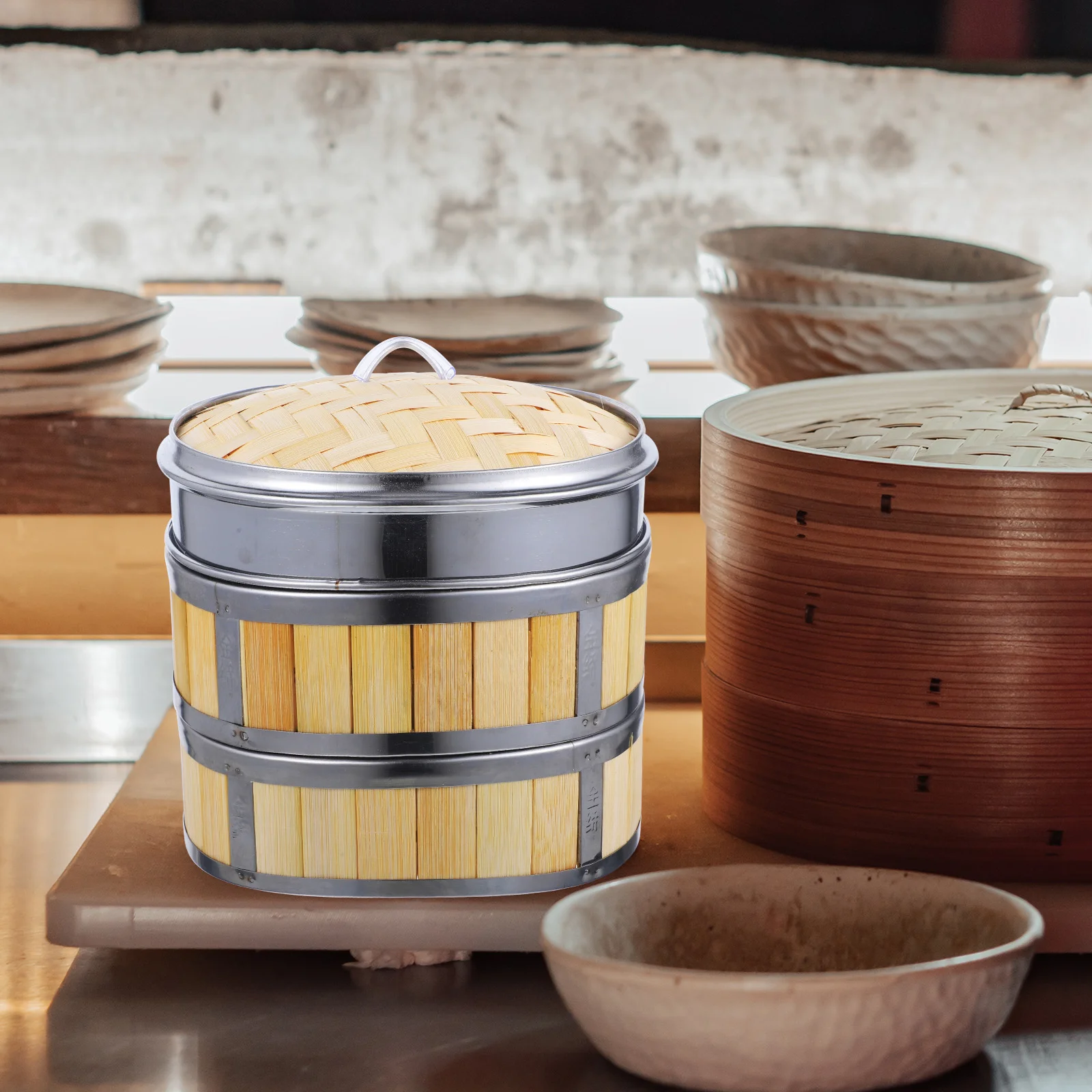 

Bamboo Steamer Basket Chinese Dim Sum Dumpling Baskets Buns Cage Fish Rice Snack Basket Kitchen Cooking Tools Cypress Wooden