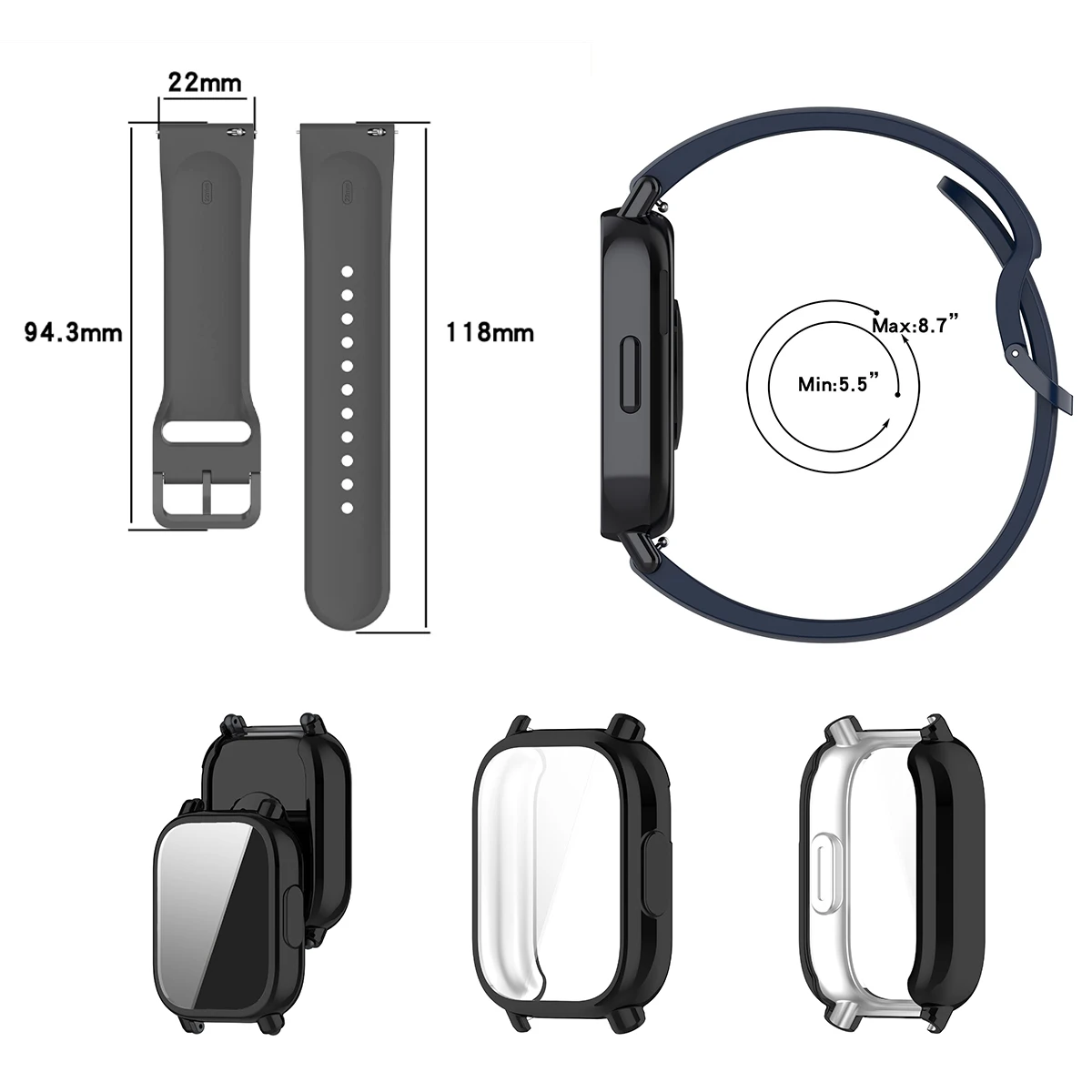 Premium Screen Protector & Breathable Silicone Strap