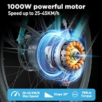 Vélo électrique BURCHDA NEW AZ26 1000W 45KM/H, 26 pouces, pneus larges 3.0, batterie lithium 48V20AH, vélo électrique de ville pour adultes 3