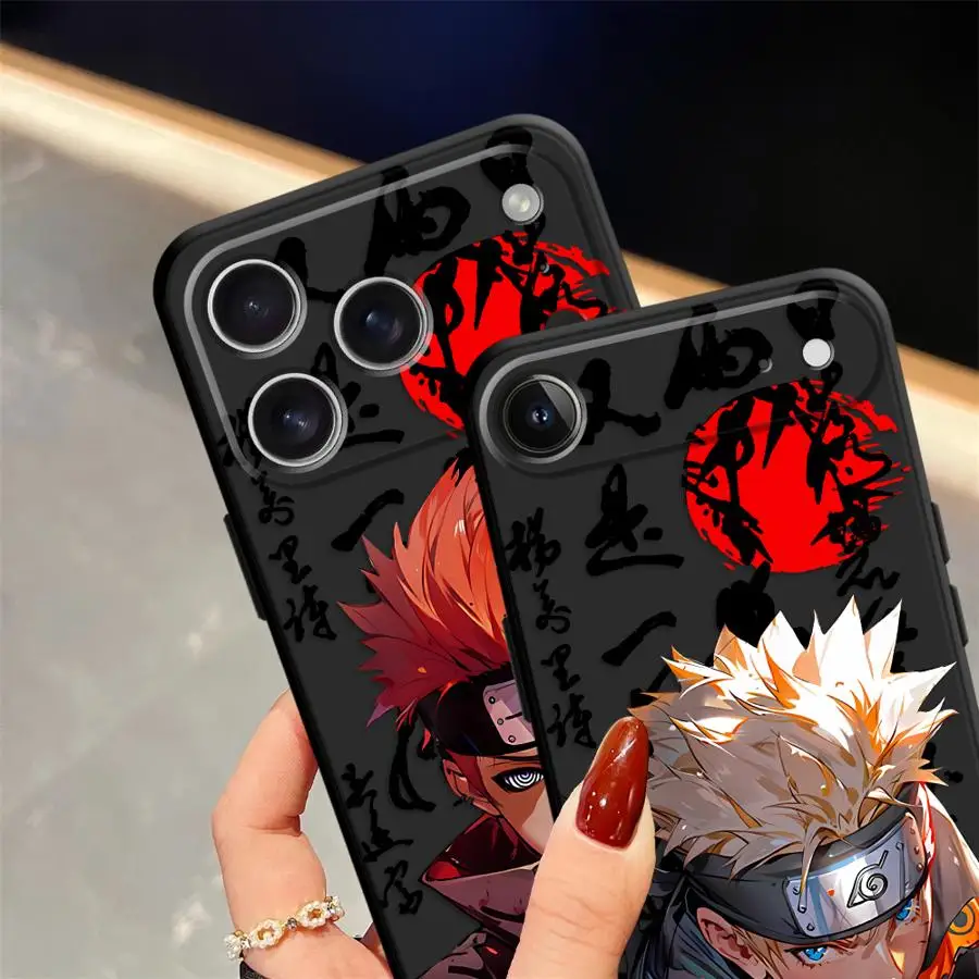 Black Soft Phone Cover Case with Naruto Akatsuki Cloud Design