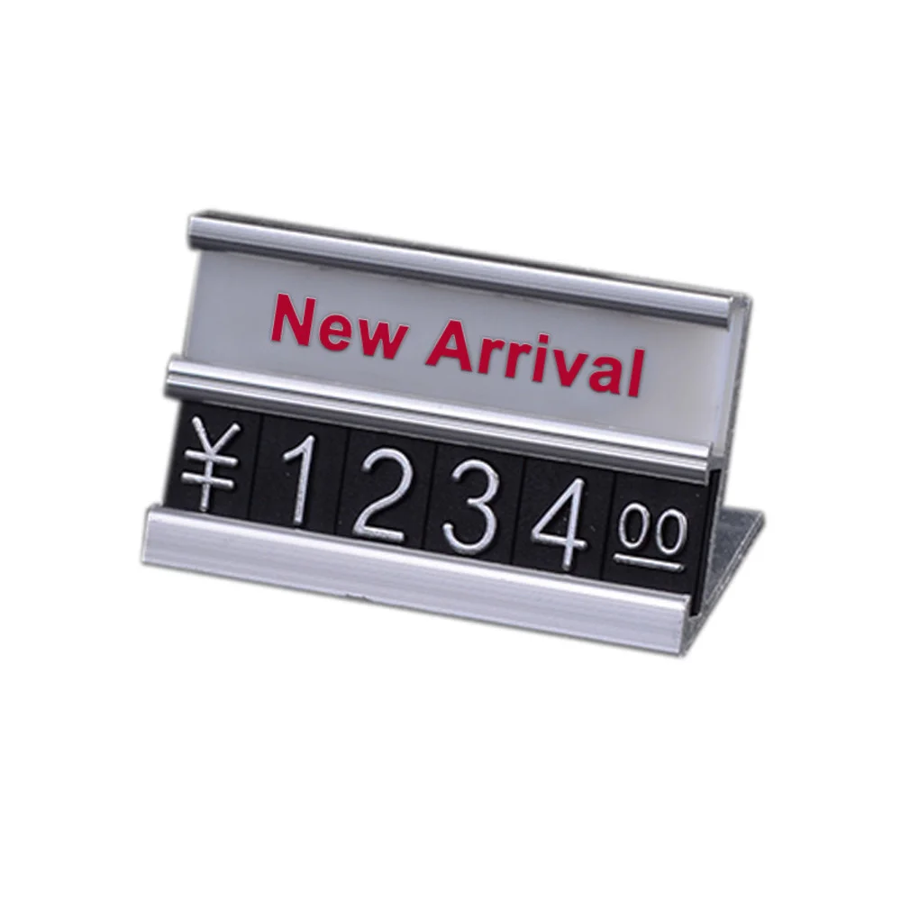 Fat Aluminium Frame Adjustable Sale Price Tag Two Lines Appliances Furnitures Numberal Cube Shelf Edge Talker Counter Top