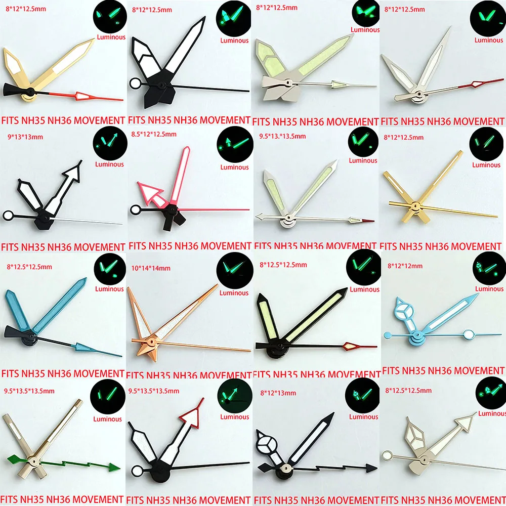 

Watch accessories watch pointer NH35 NH36 hands green super luminous, suitable for NH35, NH36 movement