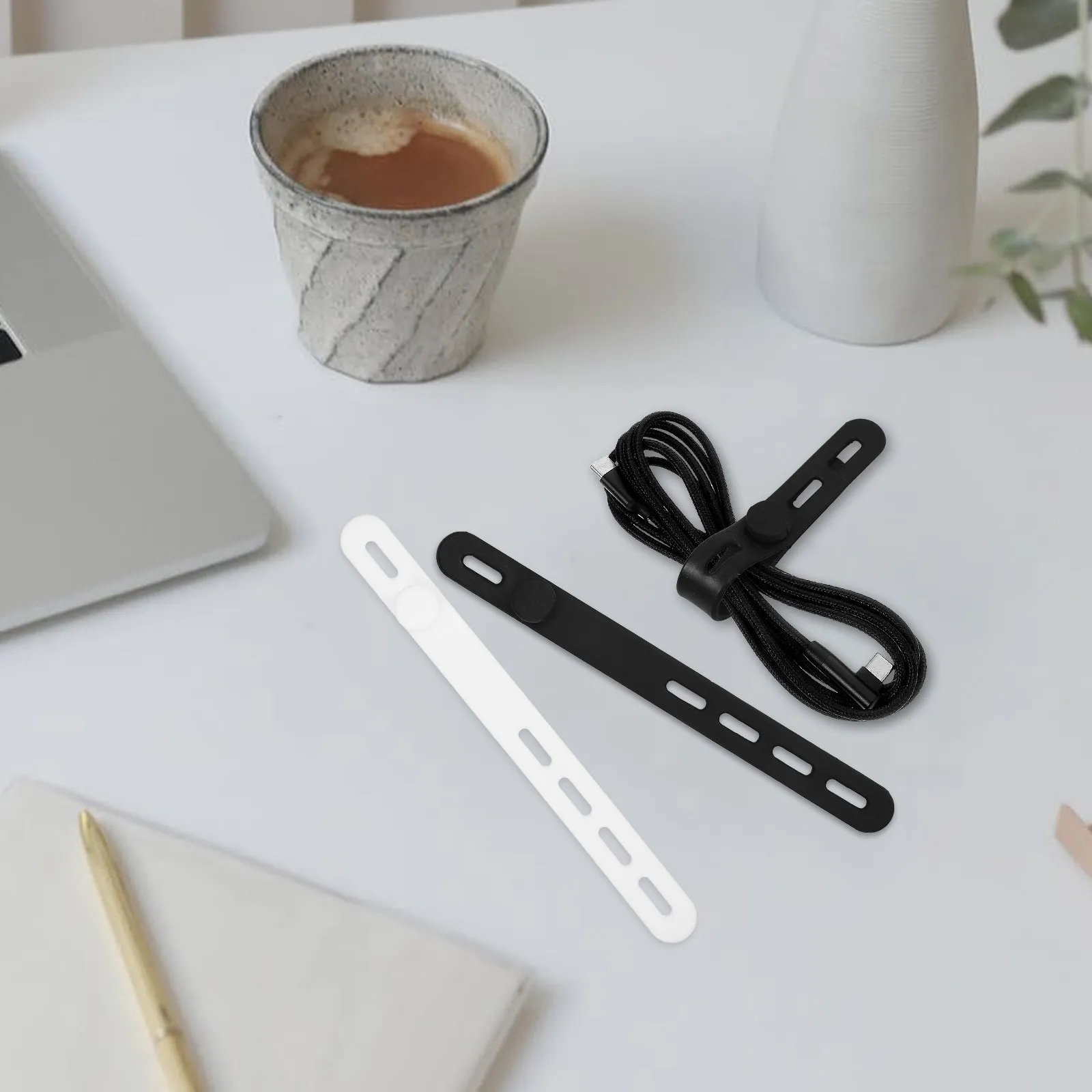 20Pcs 실리콘 케이블 타이 책상 케이블 관리용 재사용 가능한 유연한 코드 정리 도구 와이어 정리 홈 오피스 여행 데이터