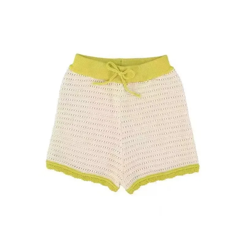 BE Knitted Dress Set 2025 Summer Girls' Versatile Solid Color Short Sleeved Shorts Dress Sleeveless Top Set Baby Crawler Suit 4